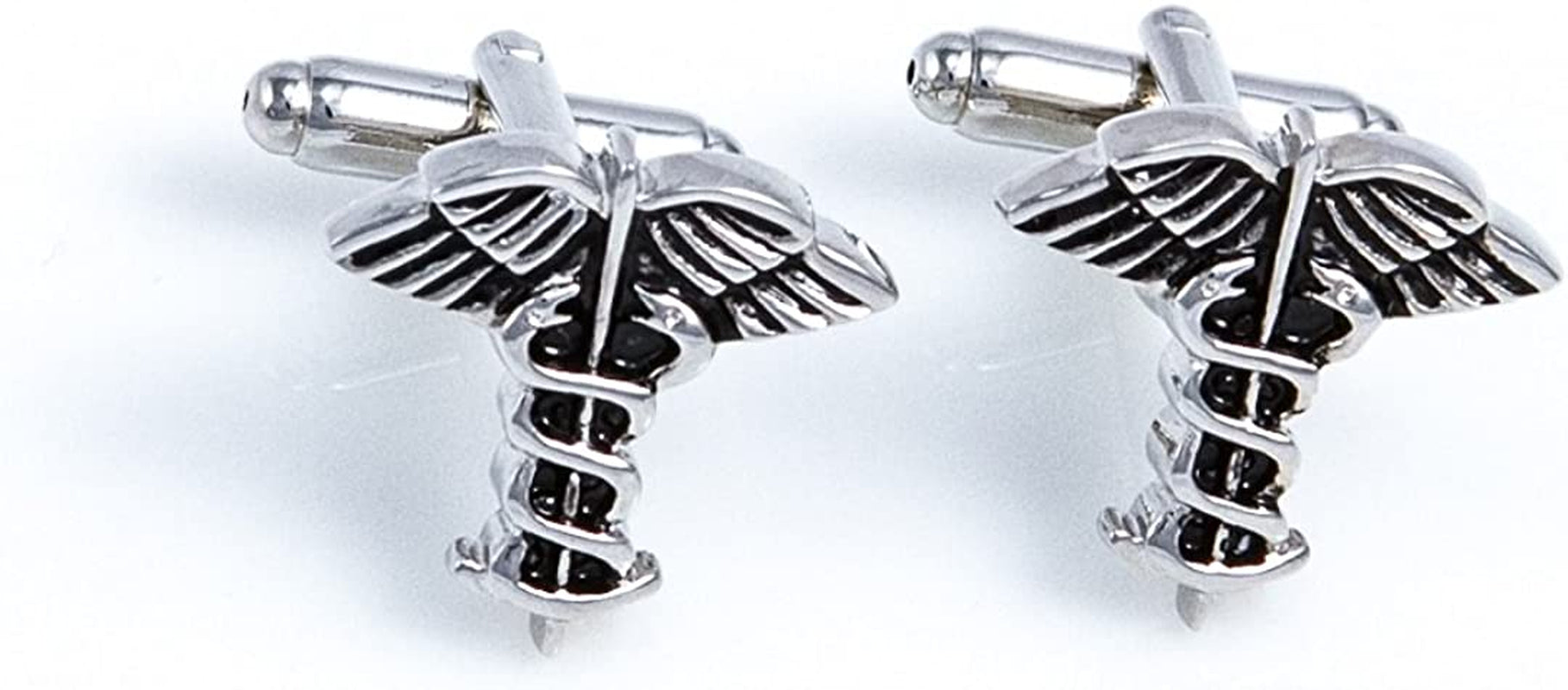 Dr Doctor Stethoscope Caduceus Asclepius MD 4 Pairs Cufflinks in Presentation Gift Box & Polishing Cloth