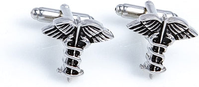 Dr Doctor Stethoscope Caduceus Asclepius MD 4 Pairs Cufflinks in Presentation Gift Box & Polishing Cloth