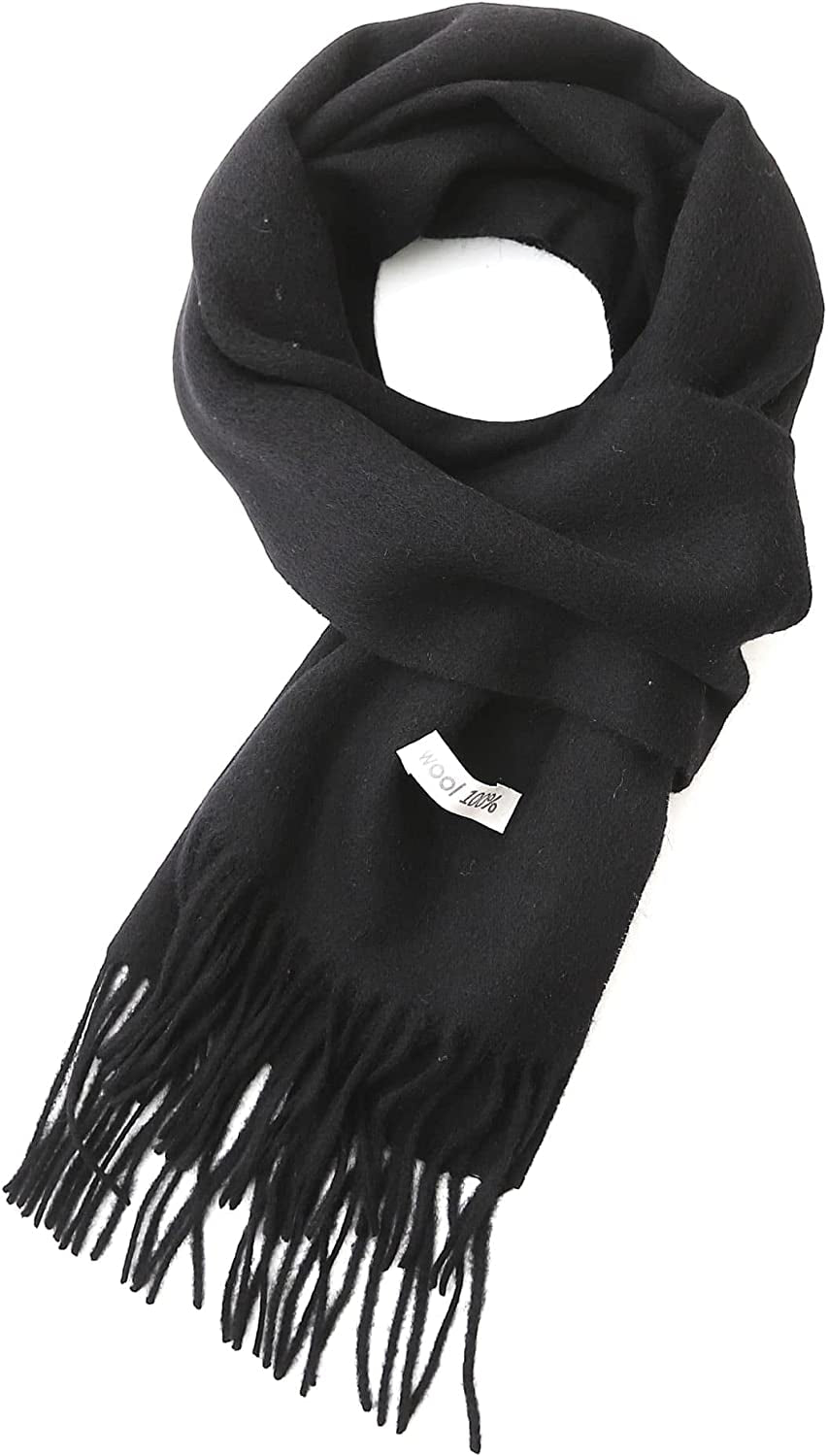 100% Wool Scarf - Men and Women Warm Soft Luxurious Solid Colors Gift Box by