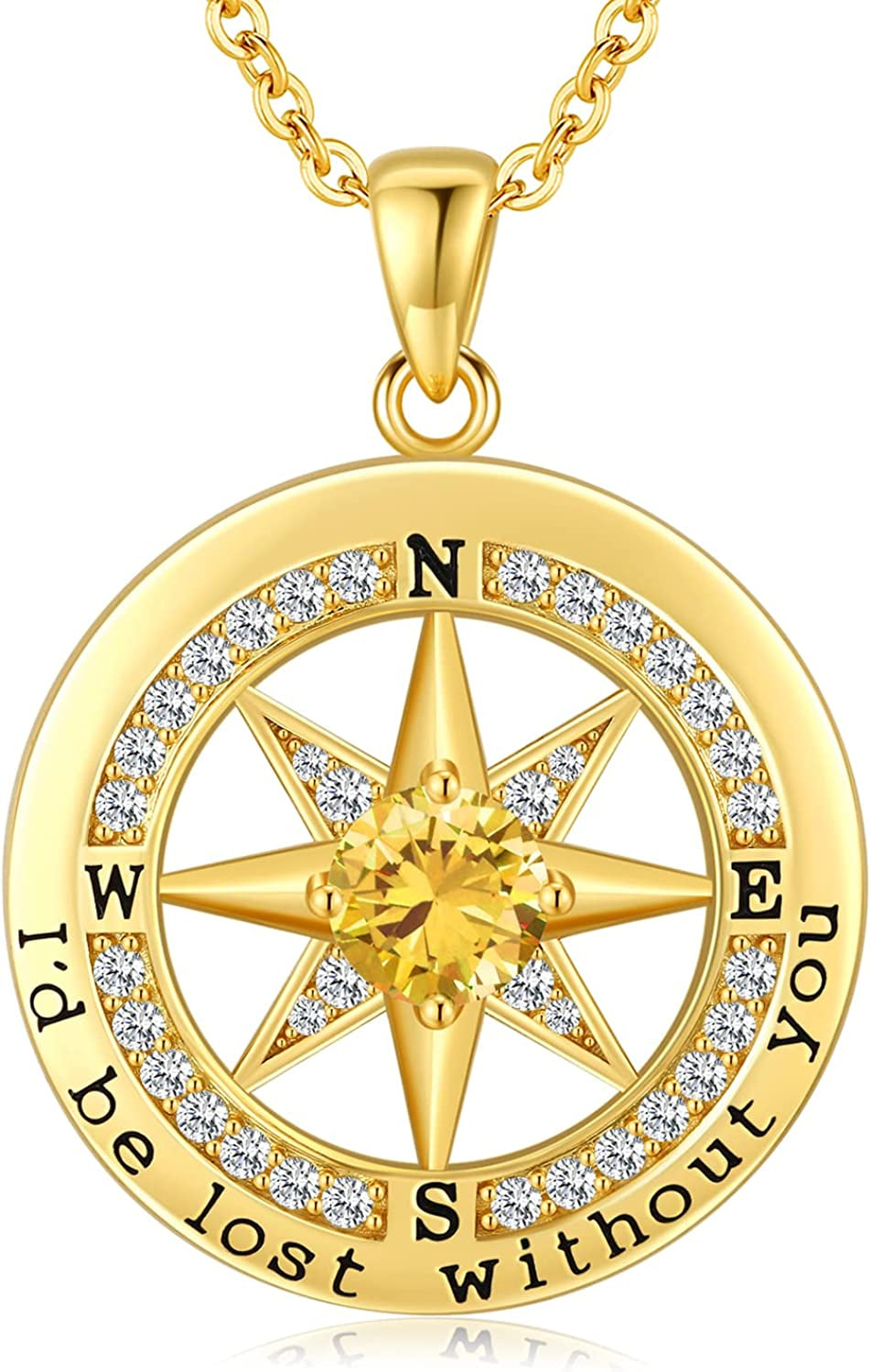 S925 Necklace Gift for Wife, Compass Jewelry Women Wedding Anniversary, Sterling Silver Girlfriend Birthday Gifts for Her, Girls Necklaces for Daughter Valentines Day, I'D Be Lost without You