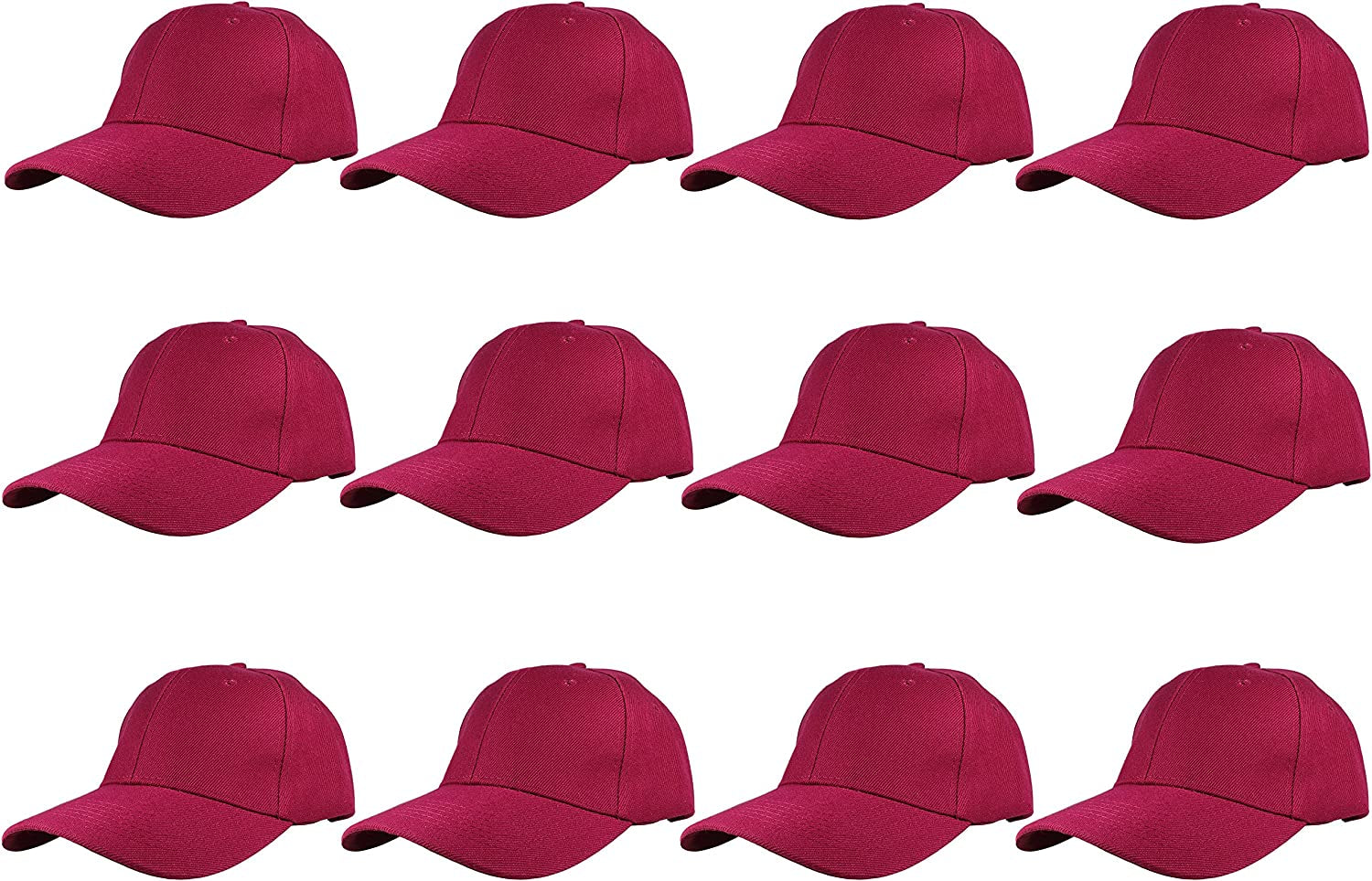 Plain Blank Baseball Caps Adjustable Back Strap Wholesale LOT 12 PC'S