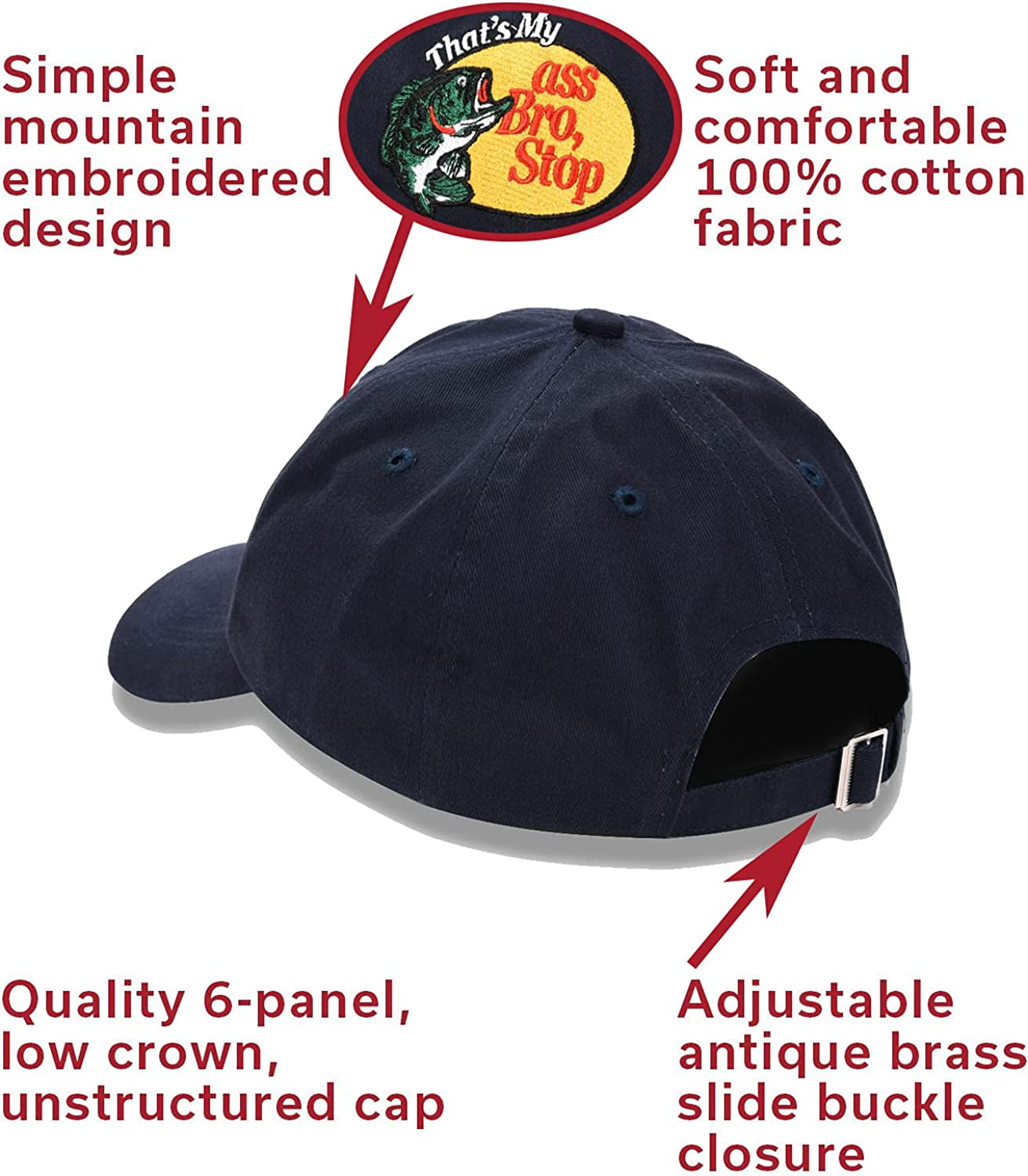 That'S My Ass Bro, Stop Embroidered Baseball Cap (Unisex) Trucker Hat, Adjustable Cotton, Dad Hat Gift