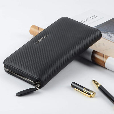 Leather Long Zippered Pouch Wallet for Men and Women with RFID Blocking, Large Clutch Cash Long Wallet with Zipper