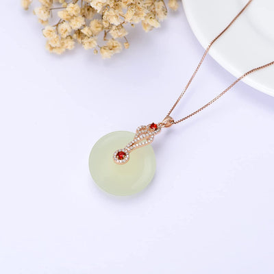 Rose Gold Plated Jade Necklace for Women Sterling Silver Circle Jade Pendant Necklace Jewelry Birthday Valentine'S Day Gifts for Women Girls Her Wife