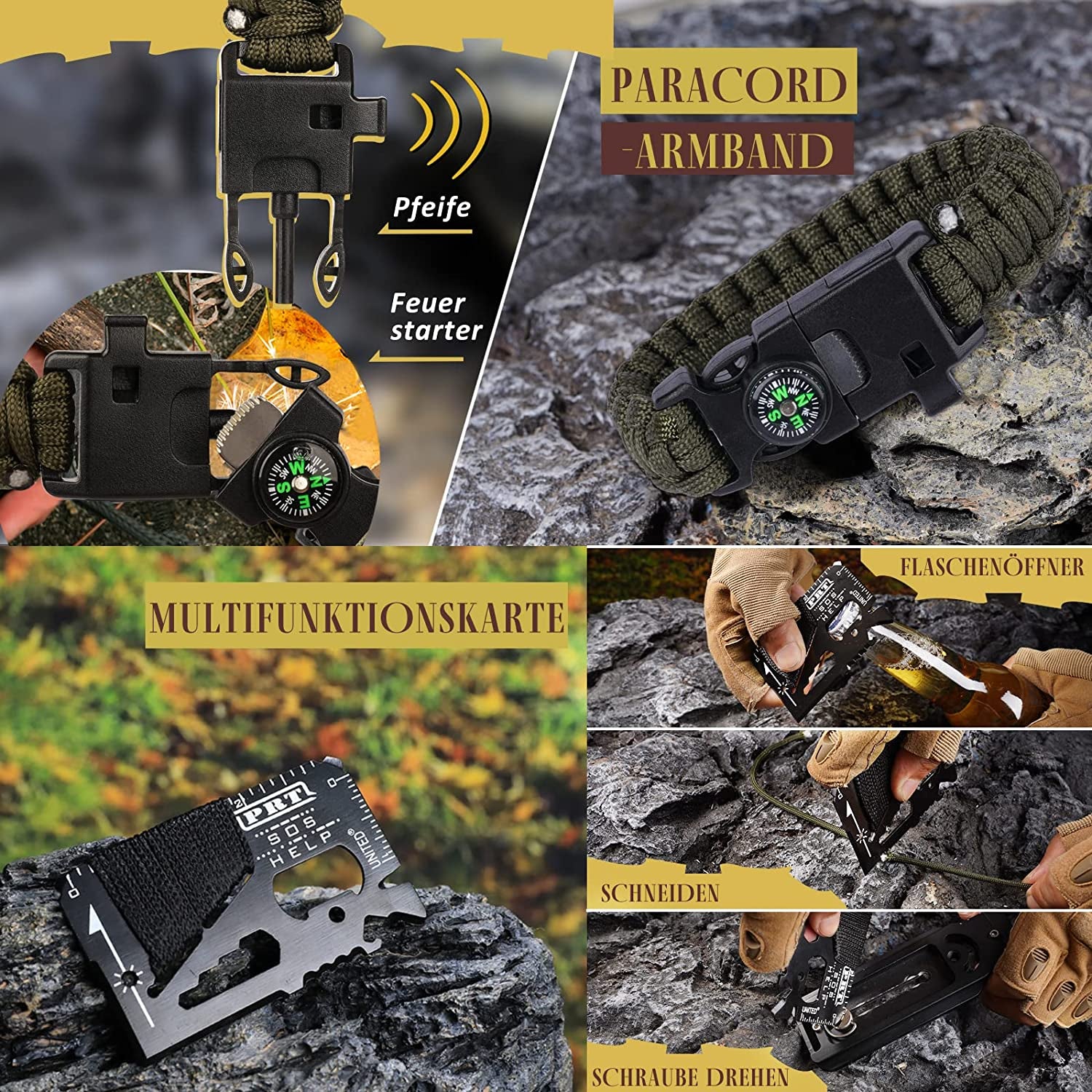 Gifts for Men Husband Dad, Survival Gear and Equipment 14 in 1, Survival Kit, Christmas Stocking Stuffers Birthday Gift Ideas for Him Boyfriend Teenage Boy, Camping Hunting Fishing Accessories