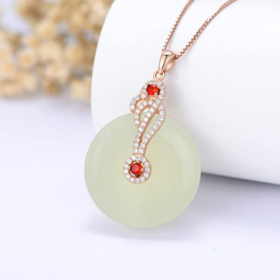 Rose Gold Plated Jade Necklace for Women Sterling Silver Circle Jade Pendant Necklace Jewelry Birthday Valentine'S Day Gifts for Women Girls Her Wife