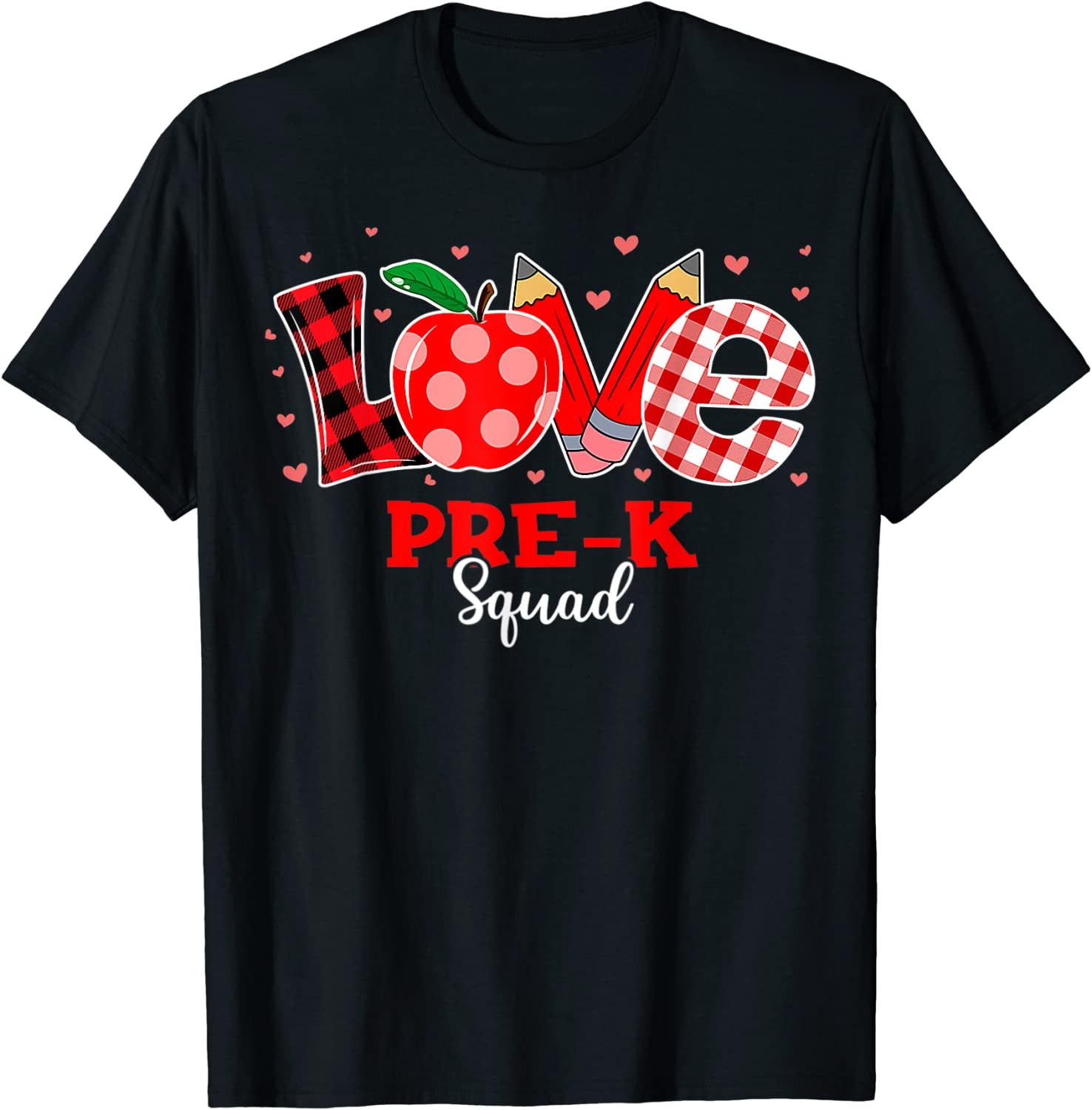 Love Pre-K Squad Cute Preschool Teacher Valentines Day T-Shirt