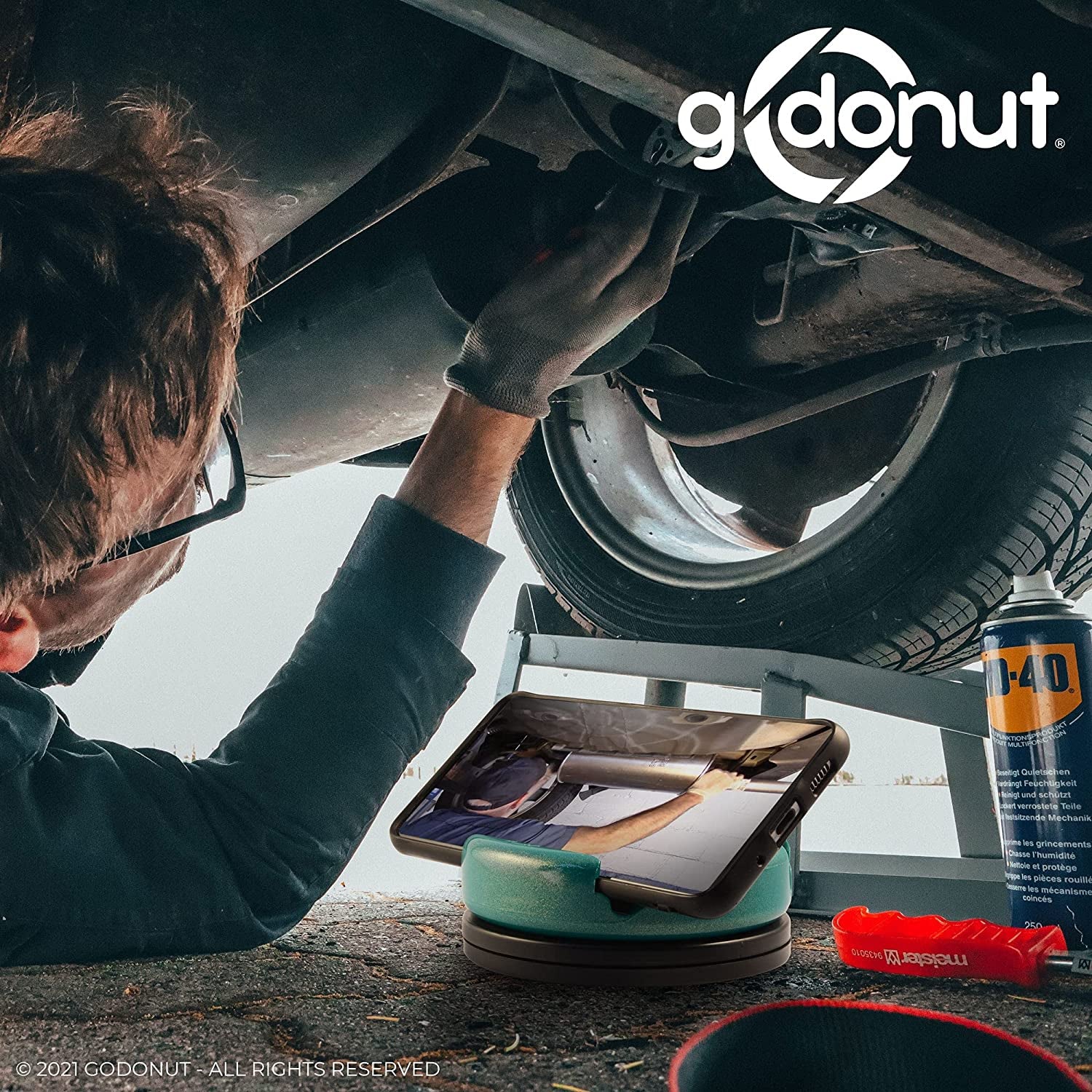 Glazed 360 Swivel Phone Stand - Portable Mount Accessory for Travel, Nightstand or Desk- Compatible with Tablet, Iphone & Most Smartphones – Orange