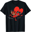 Heart Playing American Football Sports Boys Valentines Day T-Shirt