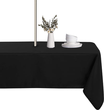 Outdoor and Indoor Tablecloth - Washable Waterproof Wrinkle Free Table Cloth with Zipper and Umbrella Hole for Spring/ Summer/ Party/ Picnic/ BBQS/ Patio (Round 60 Inch, Grey)