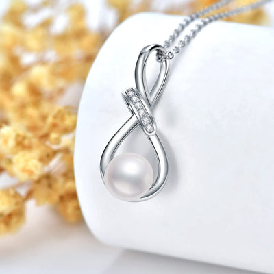 Diamonds Freshwater Pearl Necklace for Women & Girls Sterling Silver Diamonds Necklace Fine Jewelry Gifts for Christmas Valentine'S Day Mother'S Day