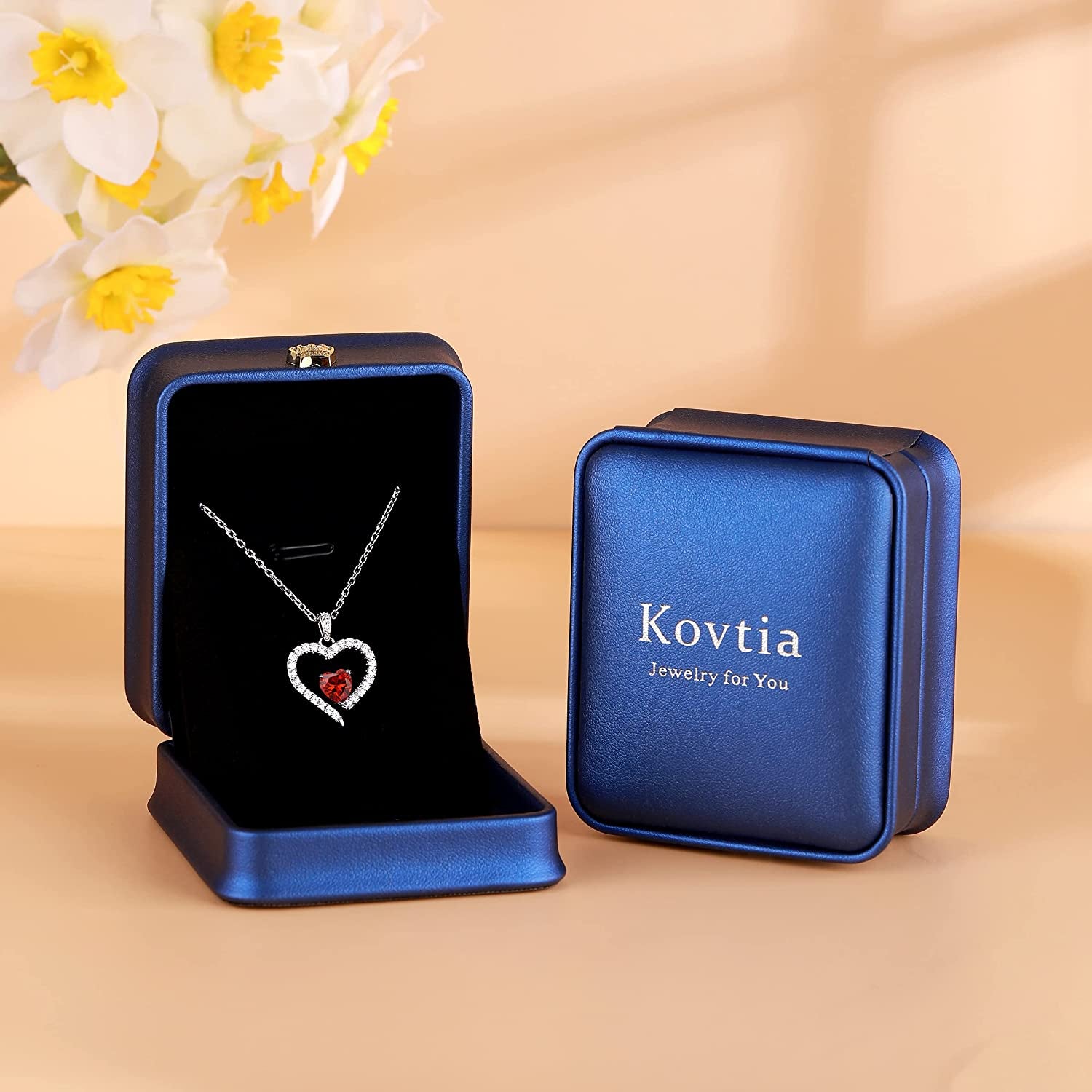 Love Birthstone Necklace for Women Sterling Silver Heart Necklace Birthday Valentine Mother’S Day Dainty Pendant Jewelry Gift for Girls Adjustable Chain