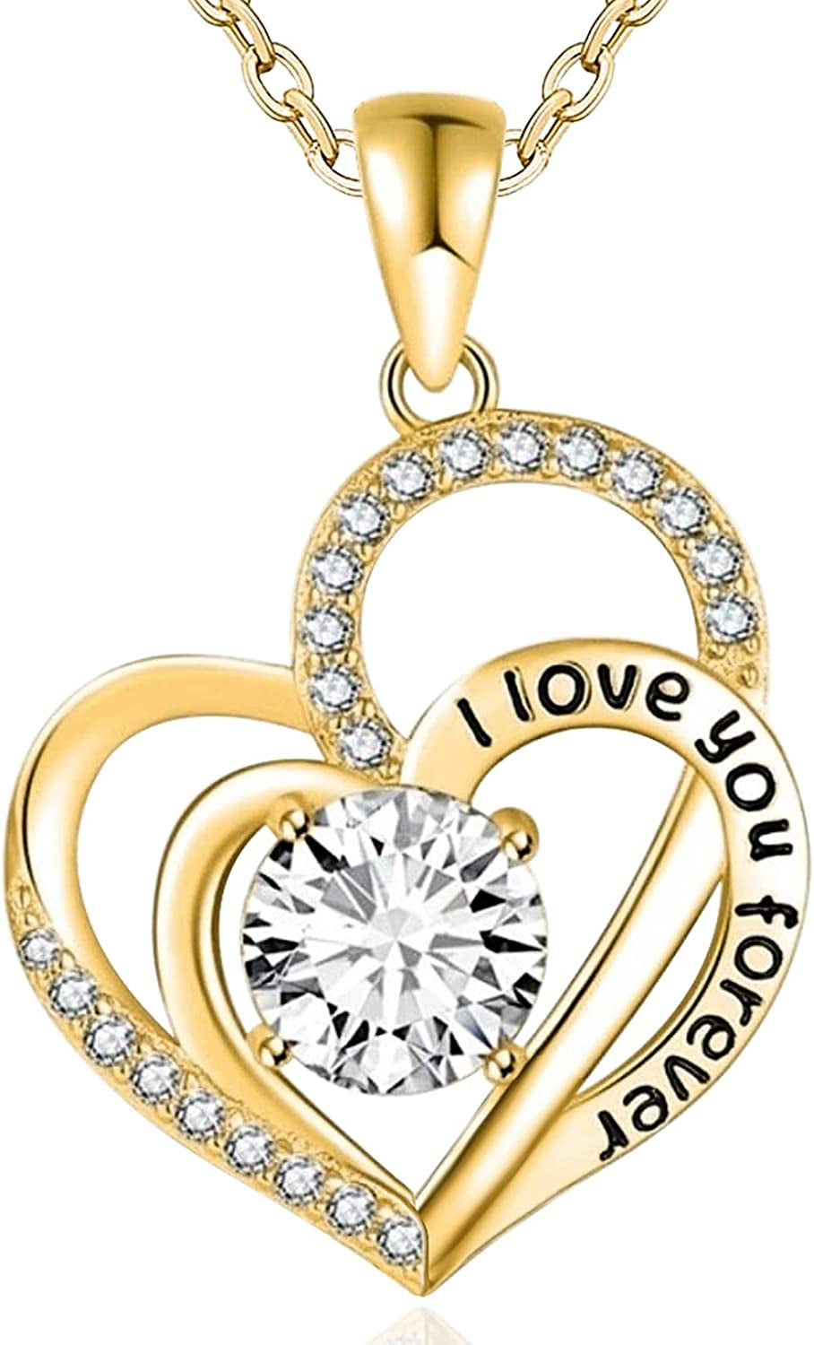 Necklaces for Women 925 Sterling Silver Forever Love Heart Pendant Necklace, Christmas Birthday Anniversary Valentine'S Day Jewelry Gift for Wife Mother Girls