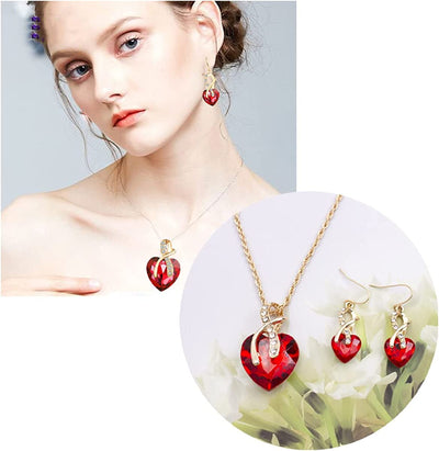 Love Heart Pendant Necklace for Women Heart Jewelry Set Heart Necklace and Heart Earring Love Heart Necklace Christmas Jewelry Gift Heart Necklace Valentine’S Day Jewelry Gift for Women
