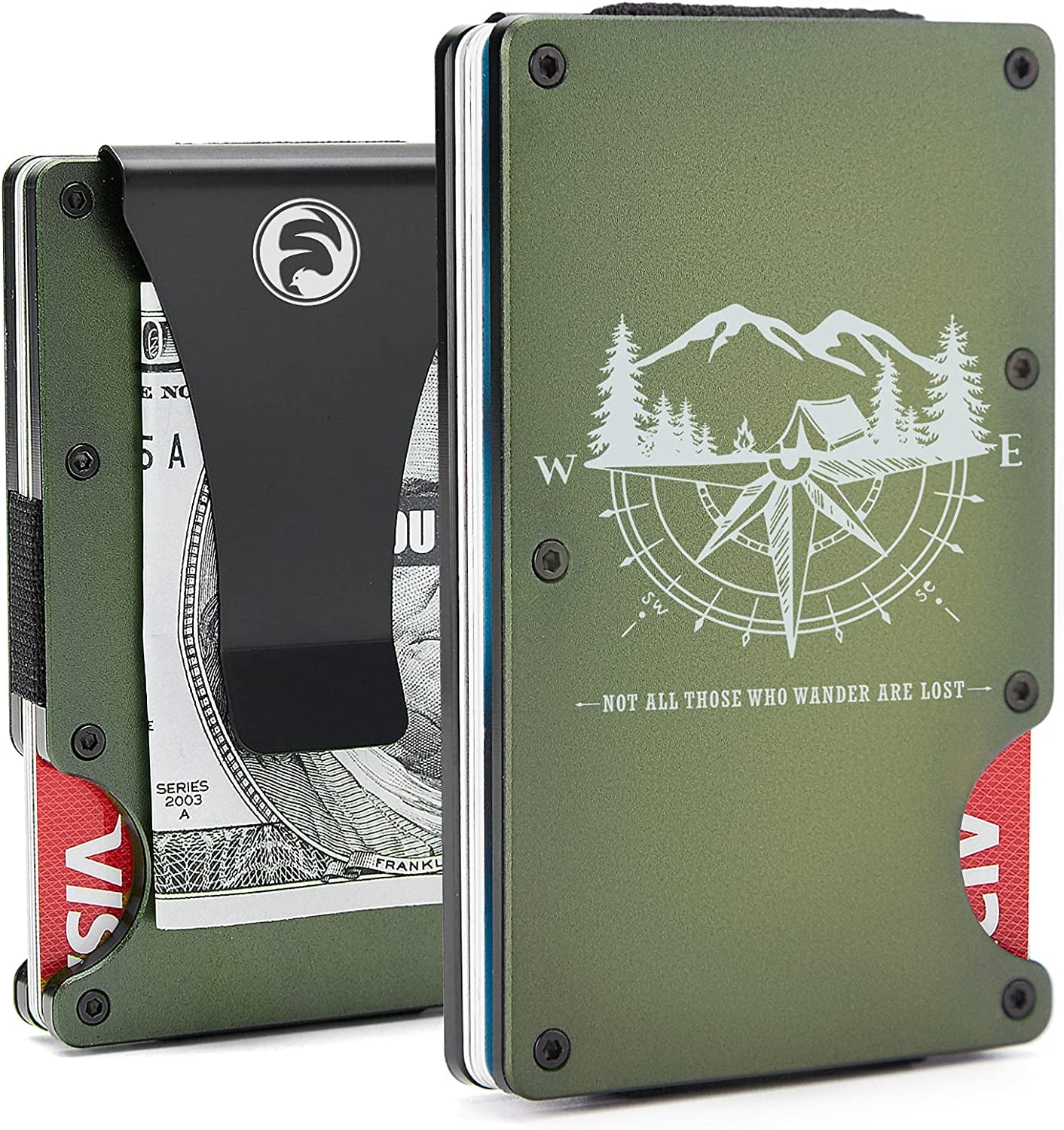 Men Minimalist Engraved Metal Cash Strap Wallet for Husband from Wife | Personalized Valentines Birthday Christmas Gift | Slim Front Pocket RFID Blocking Aluminum EDC Tactical Pull Card Holder