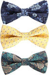 3/6 Pack Bow Ties for Men Paisley Plaid Dot Pre-Tie Bow Tie and Pocket Square Formal Bowties Handkerchief Set Adjustable
