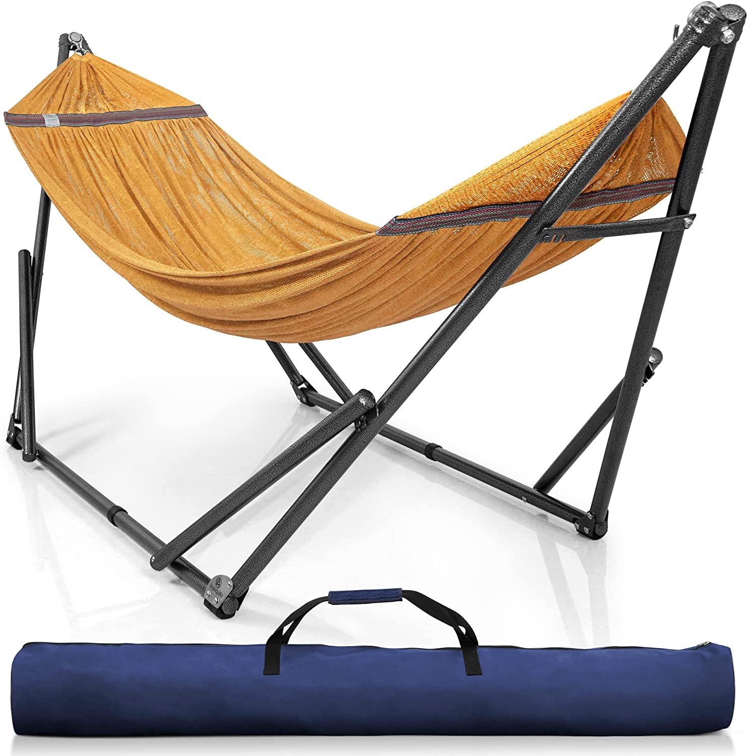 Double Hammock with Stand Included for 2 Persons/ Foldable Hammock Stand 550 Lbs Capacity Portable Case - Inhouse, Outdoor, Camping, Peacock