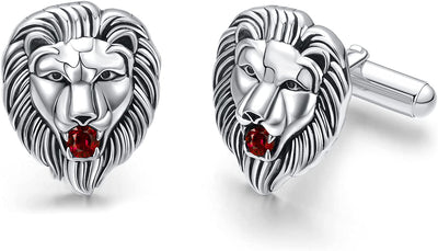 Sterling Silver Lion Head Cufflinks Vintage Jewerly Gift for Men Husband Dad Father