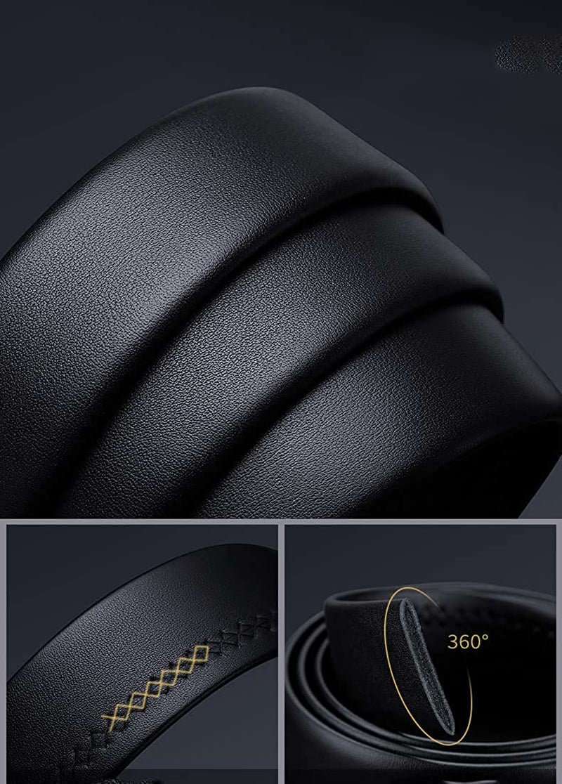 Leather Ratchet Belts for Men Fashion Automtic Buckle Waist Belt with Gift Box, Gift for Men