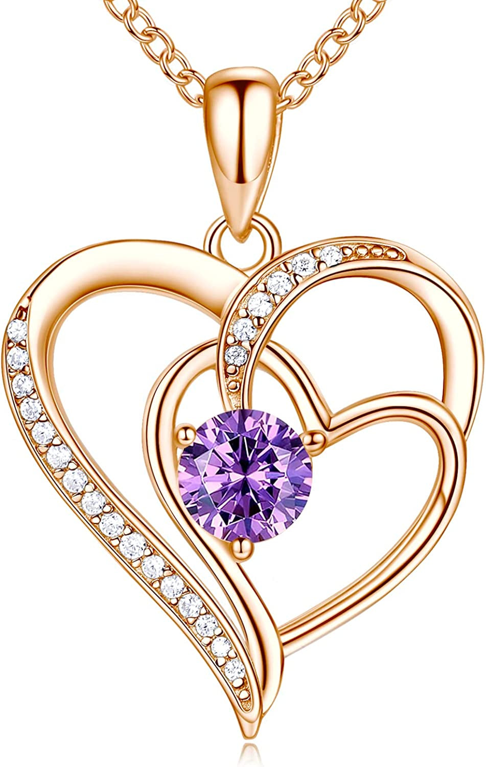 Heart Necklace for Women, 18K Gold over 925 Sterling Silver Necklace for Women with a Gemstone Birthstone, Birthday Anniversary Valentine Mother’S Day Christmas Jewelry Gifts for Women Mom Girlfriend Wife Her Sister Spouses