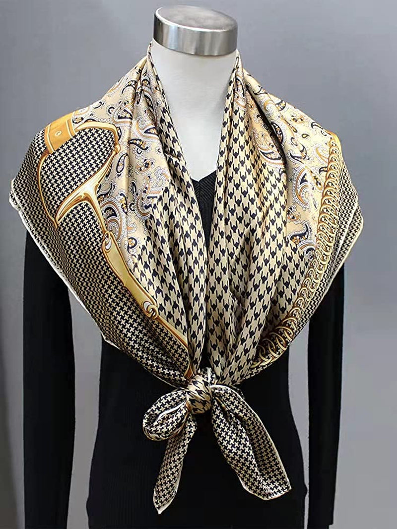 ANDANTINO 100% Pure Mulberry Silk Scarf 43" Large Square Lightweight Headscarf& Shawl–Women Hair Wraps-With Gift Packed