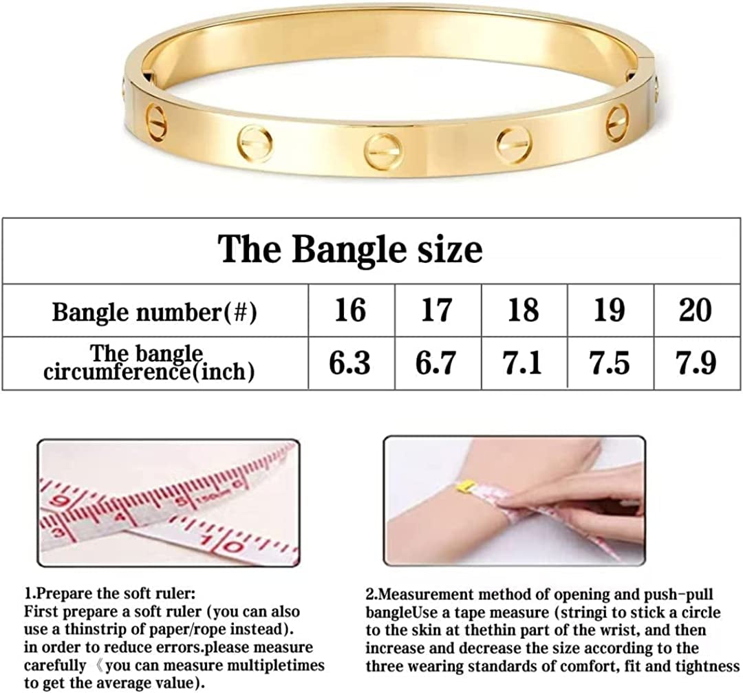 Love Bracelet Bangle with Screw Design Stainless Steel Hinged Jewelry Best Gifts for Love with Valentines Day Mothers Day Anniversary and Birthday for Men Women and Girls