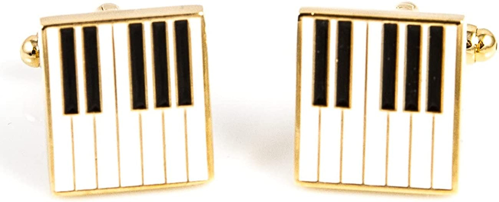 Piano Keys Grand Music 4 Pairs Cufflinks in a Presentation Gift Box & Polishing Cloth