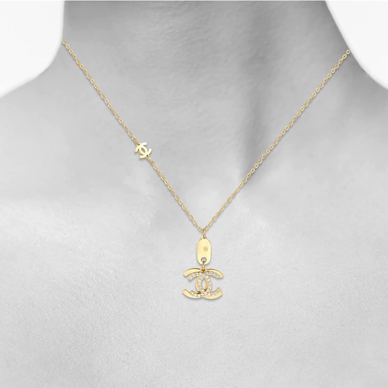 CC Necklace 18K Gold Plated Necklace for Women Fashion Jewelry Best Gifts for Women and Girls for Love Valentine'S Day