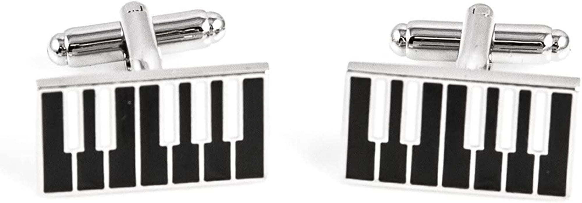 Piano Keys Grand Music 4 Pairs Cufflinks in a Presentation Gift Box & Polishing Cloth