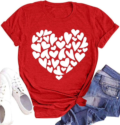 Valentines Day Shirt for Women Cute Love Heart Tshirts Graphic Valentine Gift Tee Casual Hearts Tops