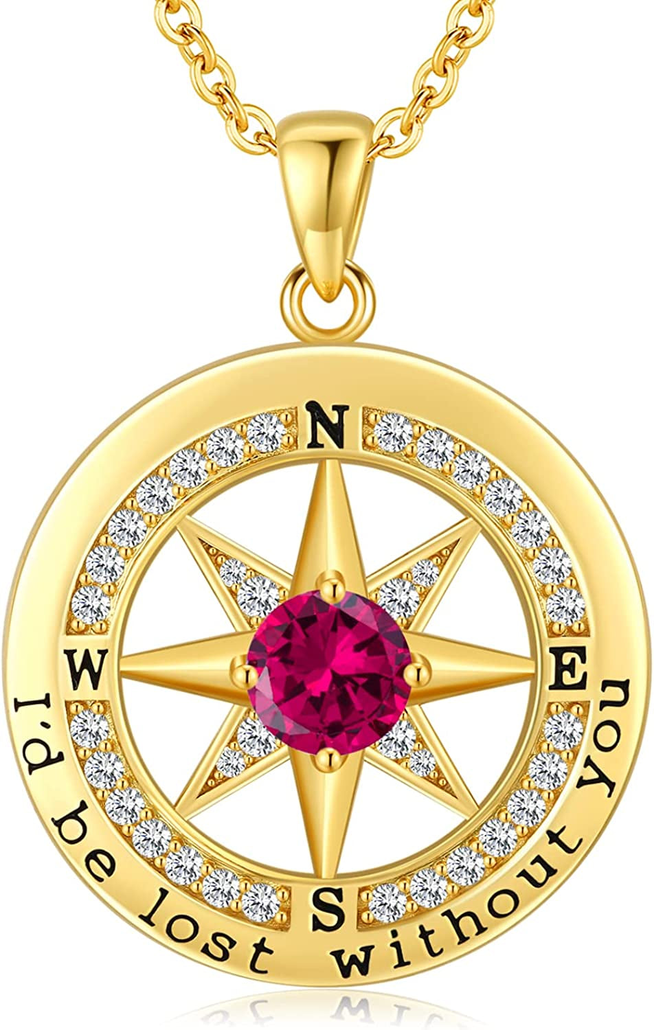 S925 Necklace Gift for Wife, Compass Jewelry Women Wedding Anniversary, Sterling Silver Girlfriend Birthday Gifts for Her, Girls Necklaces for Daughter Valentines Day, I'D Be Lost without You