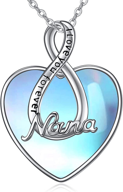 Grandma/Nana/Daughter/Mom Moonstone Necklace Jewelry Gifts for Women Girls Sterling Silver