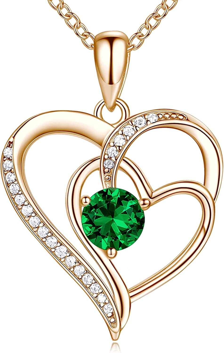 Heart Necklace for Women, 18K Gold over 925 Sterling Silver Necklace for Women with a Gemstone Birthstone, Birthday Anniversary Valentine Mother’S Day Christmas Jewelry Gifts for Women Mom Girlfriend Wife Her Sister Spouses