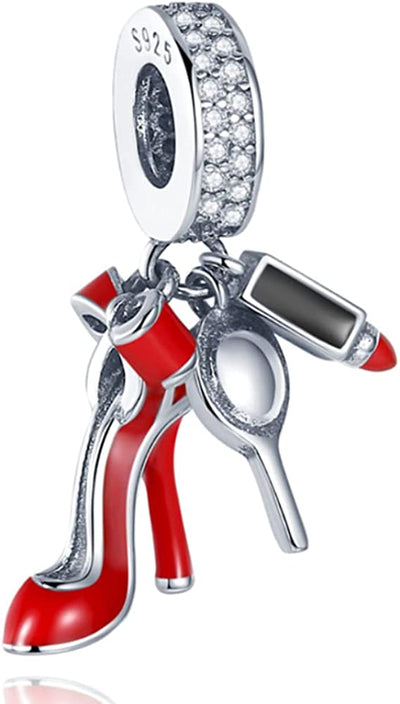 High-Heeled Shoes Charm Fit Pandora Charms Bracelet ，925 Sterling Silver Fashion Personality Charms Bead Charms with Crystal Pendant for Women Bracelet&Necklace