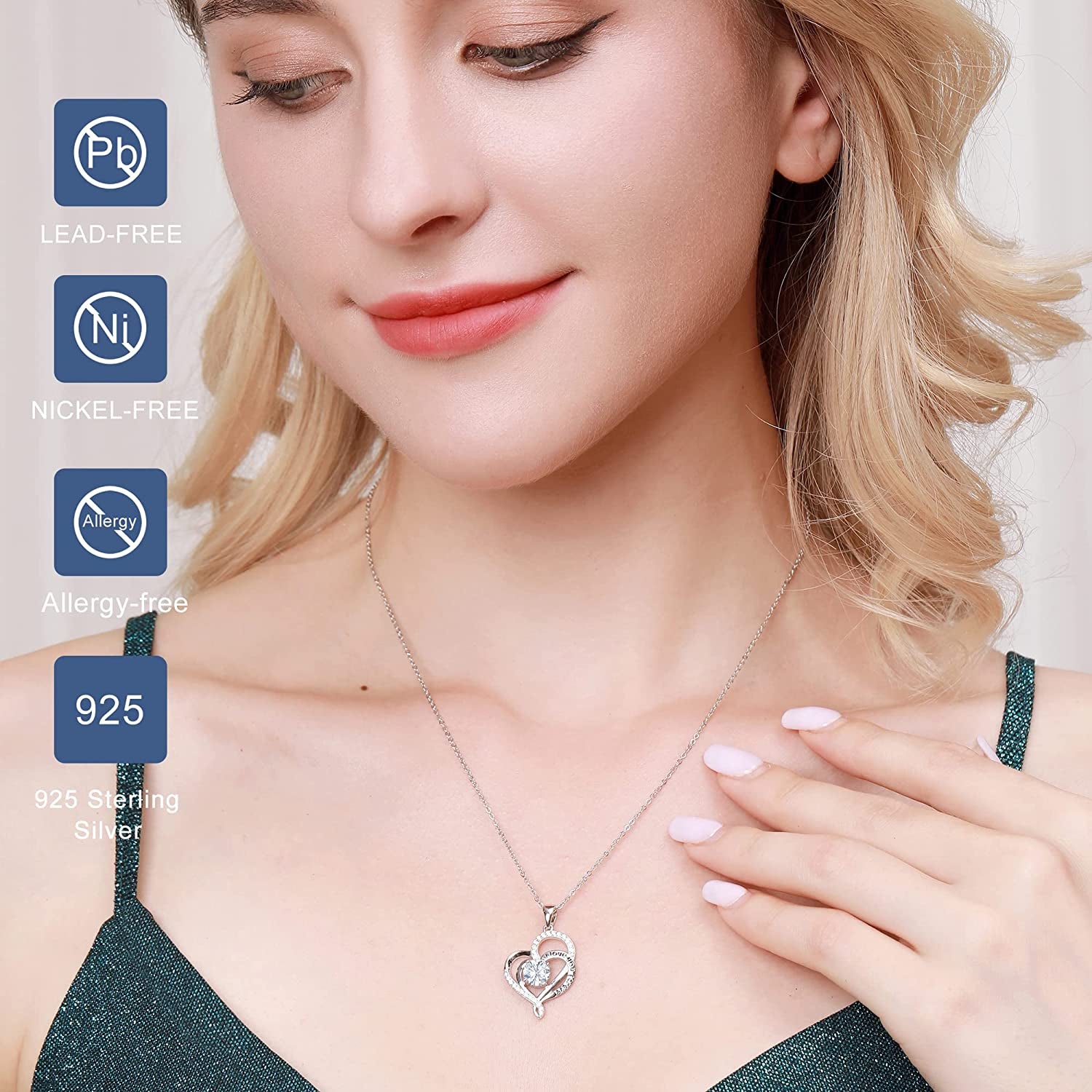 925 Sterling Silver Forever Love Pendant Necklace with 5A CZ | Women Jewelry Gifts | Anniversary Christmas Valentine’S Day Birthday Mother’S Day