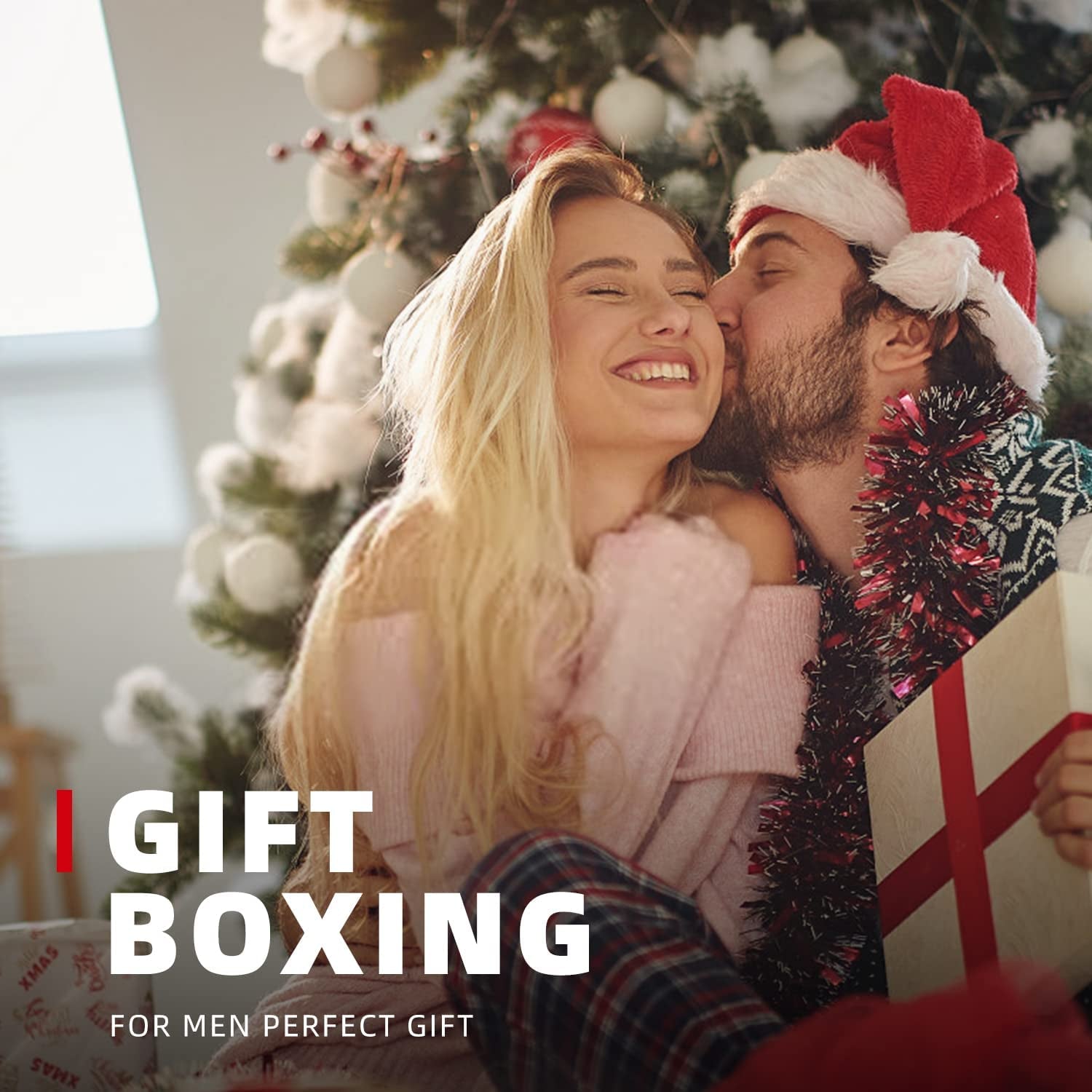 Slim Money Clip Wallet for Men Minimalist Leather Bifold RFID Blocking Large Capacity with Gift Box Carbon Black and Red