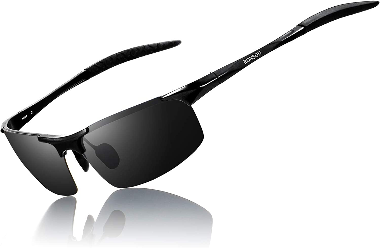 Men Sport Al-Mg Polarized Sunglasses Unbreakable for Driving Cycling Fishing Golf