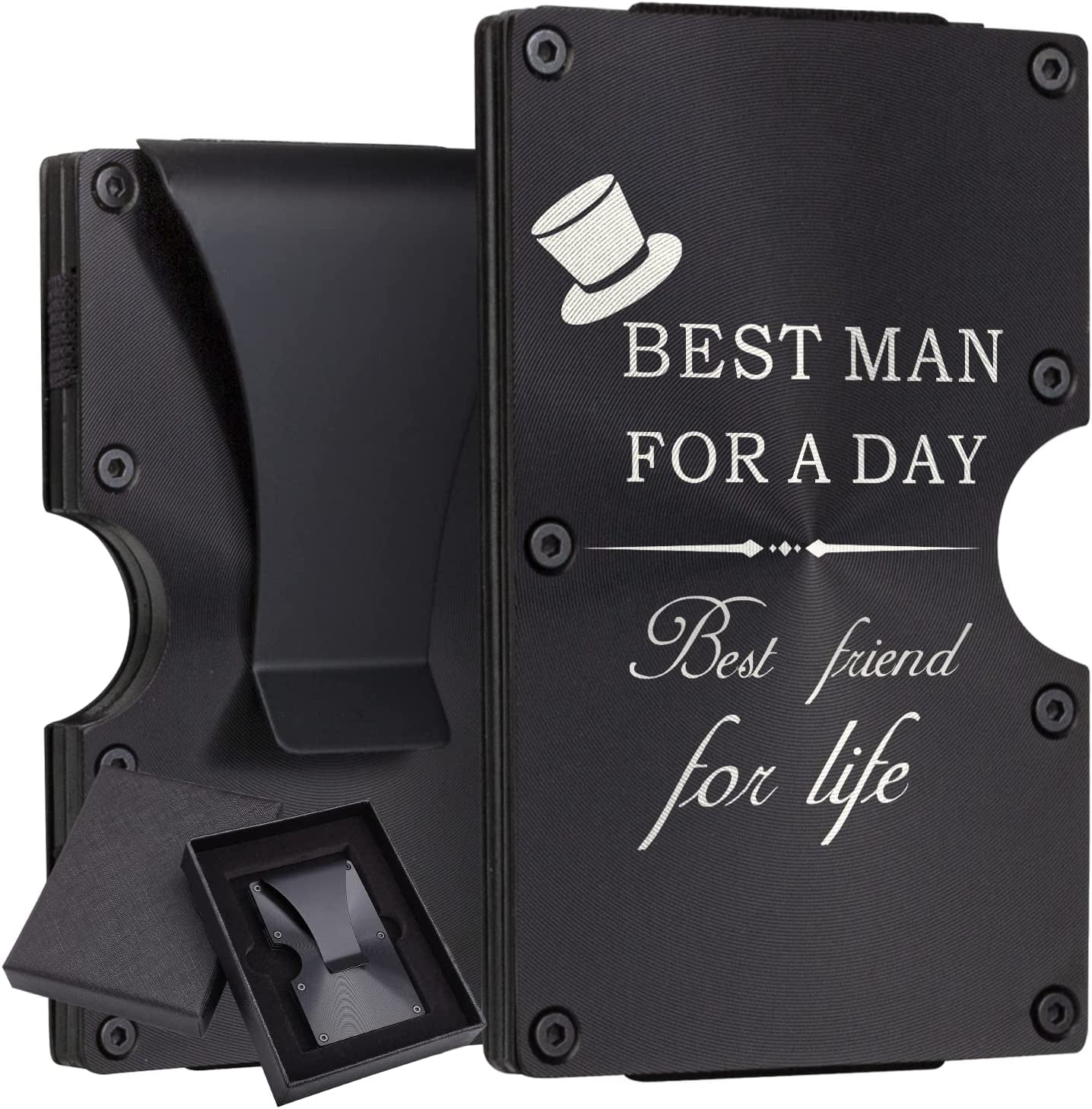 Personalized Wallet Gifts for Husband Boyfriend Custom Aluminum Wallet with Money Clip Engraved Credit Card Holder for Men Anniversary Christmas Valentine'S Day Gifts