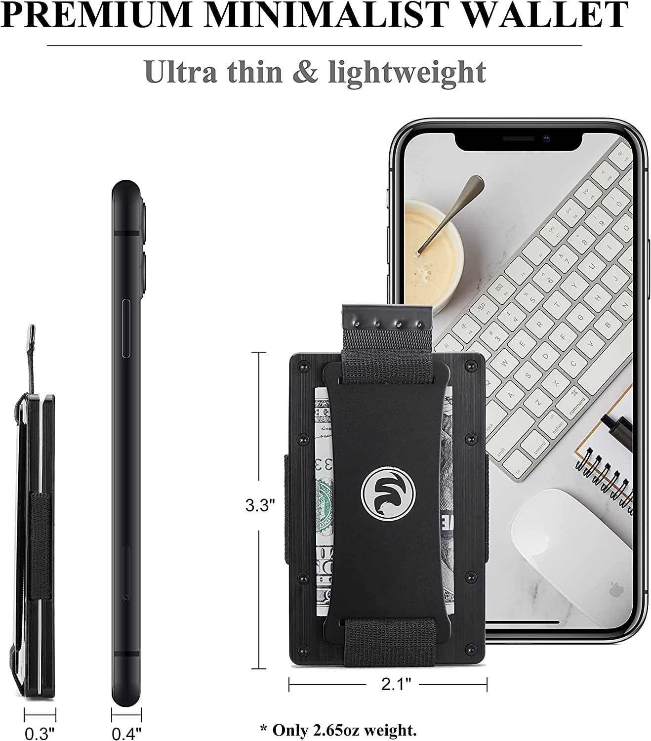 Men Minimalist Engraved Metal Cash Strap Wallet for Husband from Wife | Personalized Valentines Birthday Christmas Gift | Slim Front Pocket RFID Blocking Aluminum EDC Tactical Pull Card Holder