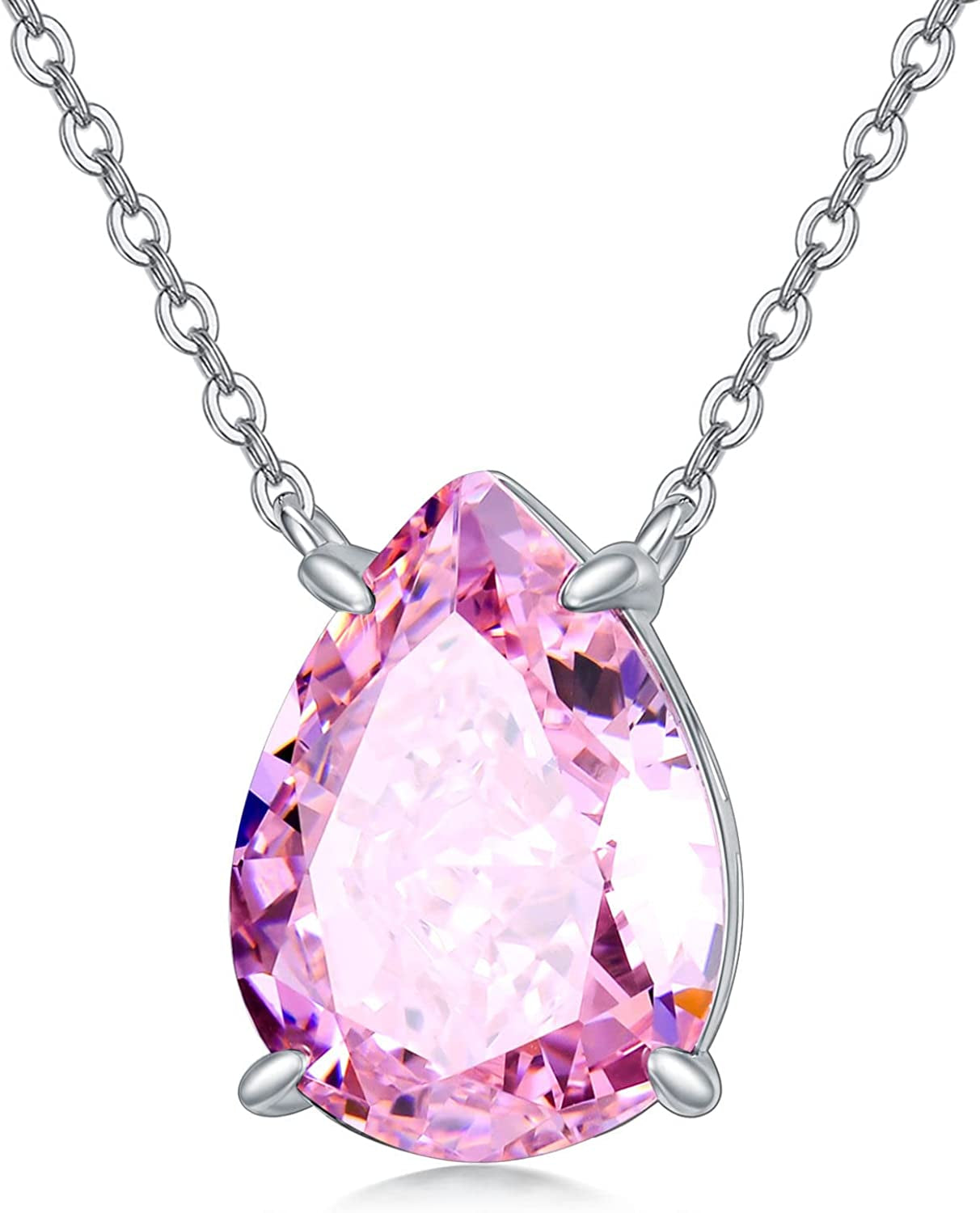 Valentines Day Gifts Teardrop Birthstone Choker Pendant Necklace 925 Sterling Silver Teardrop Creshed Ice Necklace,Bridal Prom - Elegant Birthday Mothers Day Anniversary Wedding Jewelry Gifts for Women Her Wife Mom