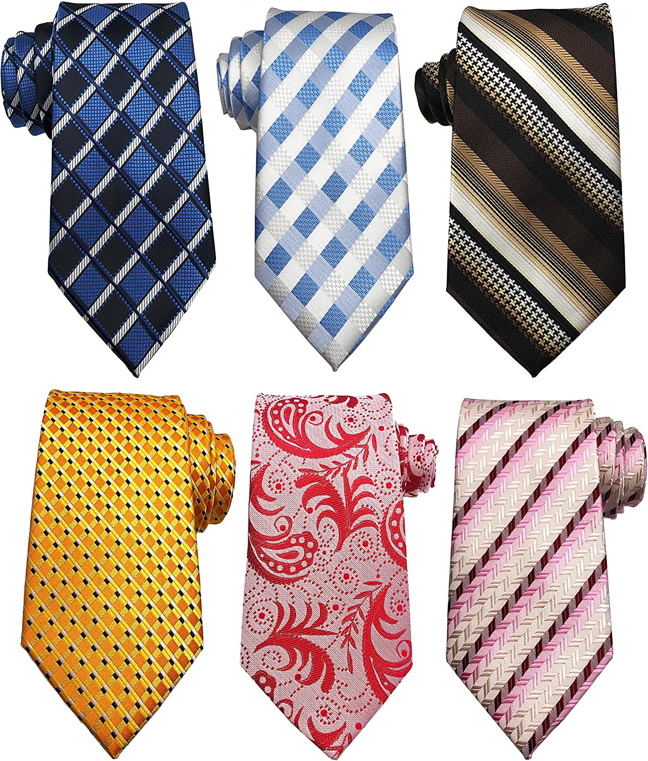 Lot 6 PCS Men'S Silk Tie Woven Necktie Jacquard Classic Ties for Men