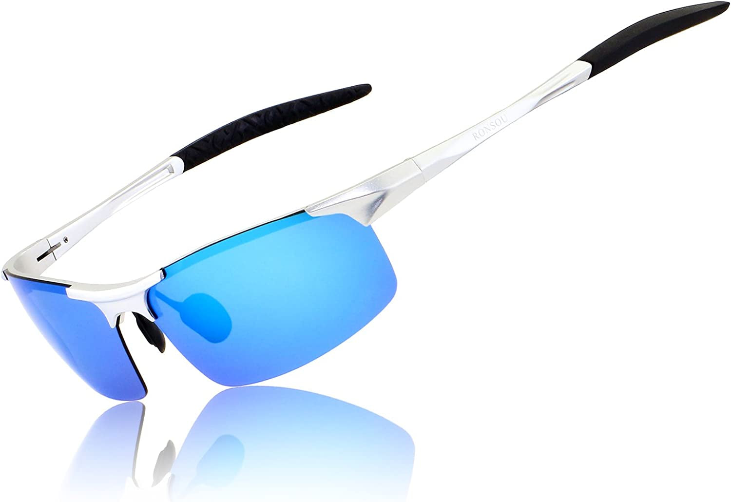 Men Sport Al-Mg Polarized Sunglasses Unbreakable for Driving Cycling Fishing Golf