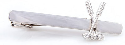 Golf Ball & Clubs Pair of Cufflinks & Tie Bar Clip in a Presentation Gift Box