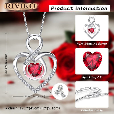 Infinity Heart Symbol Necklace for Women 925 Sterling Silver Dainty Forever Love Heart Pendant Valentine’S Day Mother’S Day Anniversary Birthday Jewelry Gifts for Women Mom Wife Girls Sister Her Friends