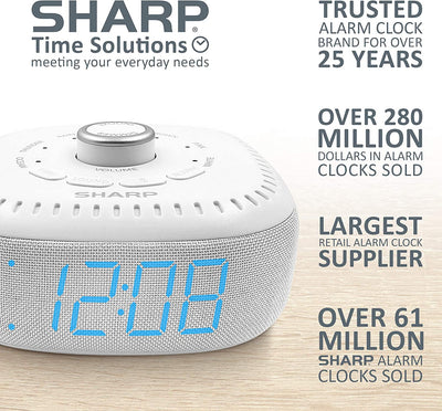 Sound Machine Alarm Clock with Bluetooth Speaker, 6 High Fidelity Sleep Soundtracks – White Noise Machine for Baby, Adults, Home and Office – Blue LED