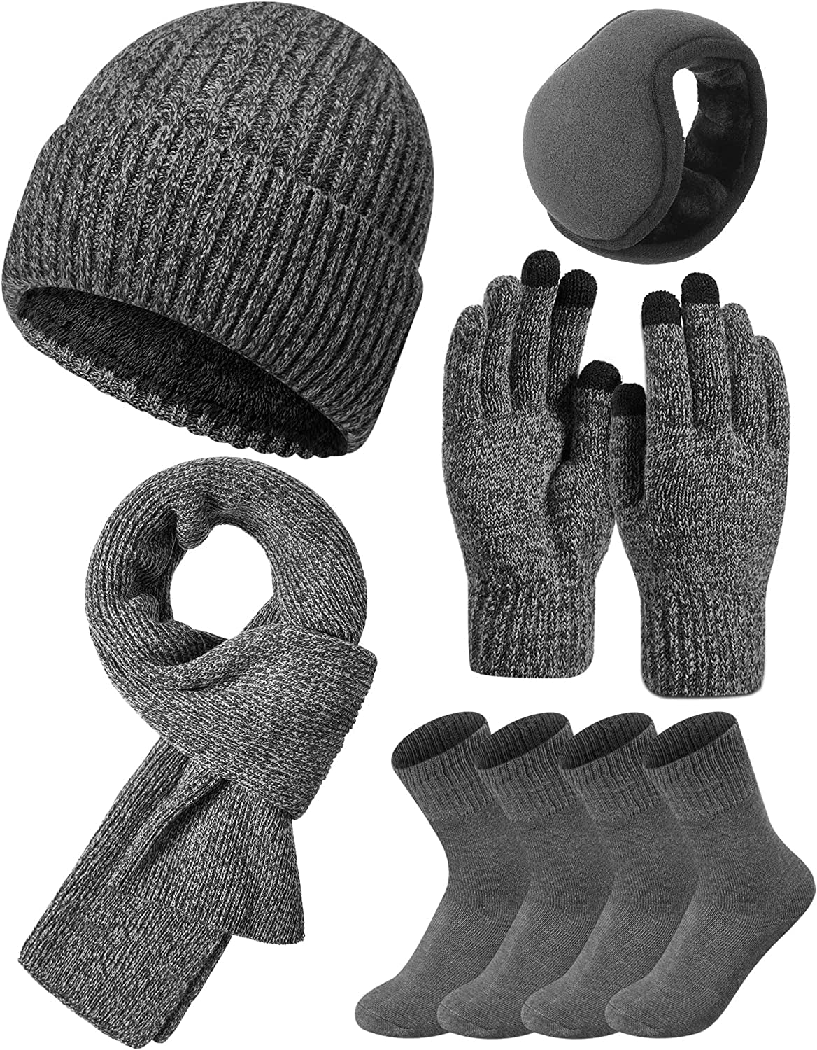Winter Hats Scarf Gloves Warm Fleece Lined Knit Hat Ear Warmers Socks for Women and Men