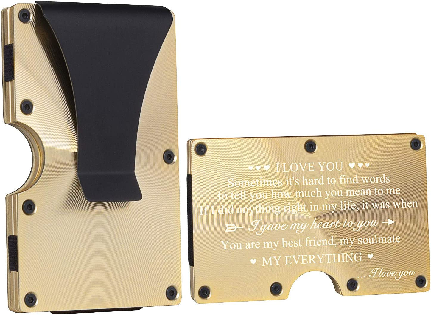 Personalized Wallet Gifts for Husband Boyfriend Custom Aluminum Wallet with Money Clip Engraved Credit Card Holder for Men Anniversary Christmas Valentine'S Day Gifts