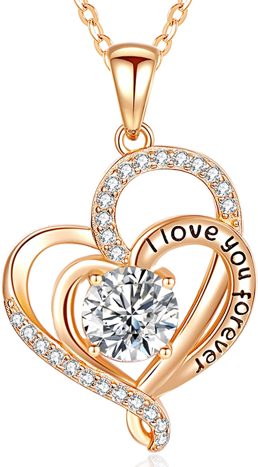 925 Sterling Silver Forever Love Pendant Necklace with 5A CZ | Women Jewelry Gifts | Anniversary Christmas Valentine’S Day Birthday Mother’S Day