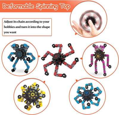 12 Pack Funny Sensory Fidget Toys,Deformable Chain DIY Robot Spinners Twister Fingertip Stress Relief Gyro Toy Christmas Stocking Stuffers Birthday Gifts Party Favors for Kids Adults,Classroom Prizes