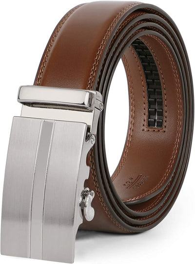 Men'S Ratchet Belt for Dress 2Pack Slid Leather Belt with Automatic Click Buckle